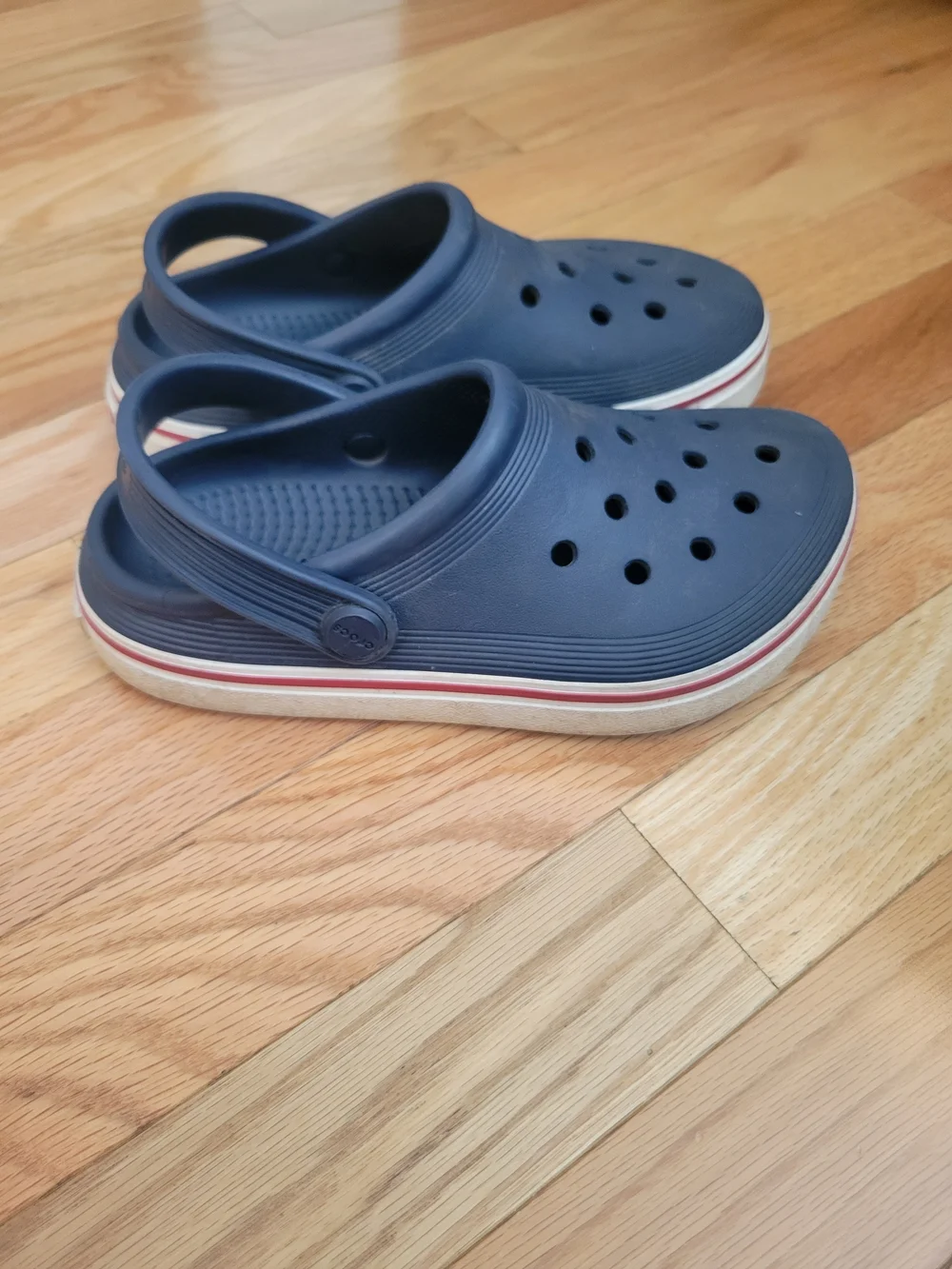 CROCS Kids Navy Off Court Clogs Navy with Red Stripe | 13